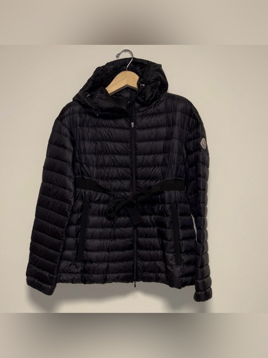 Moncler Elenor Black Hooded Puffer Sz 1 Preowned